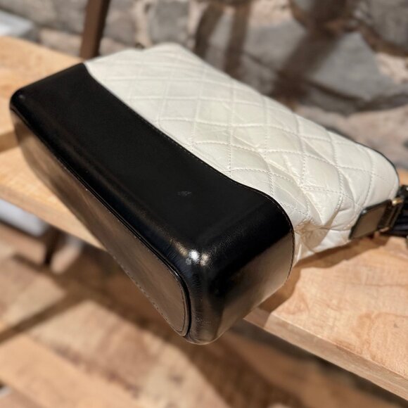 Chanel Ivory Black Lambskin Medium Gabrielle Hobo Bag - Picture 9 of 14